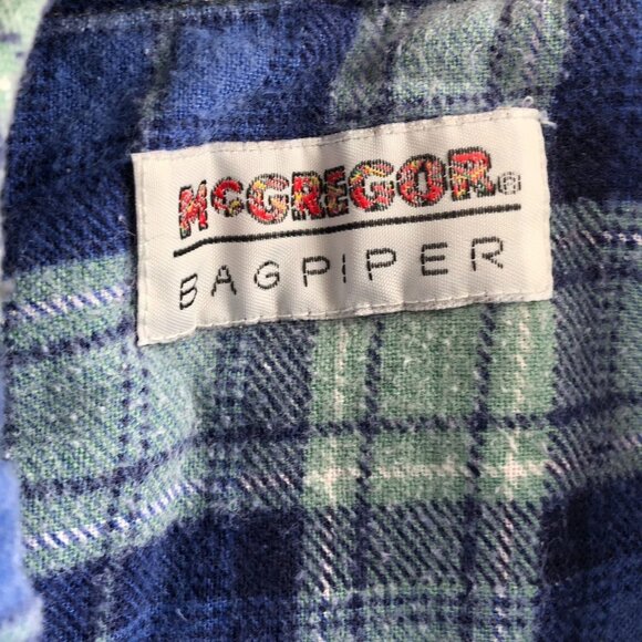 McGregor Bagpiper Mens Shirt Large Flannel Long Sleeve Plaid Classic Blue Y2K - Picture 3 of 12